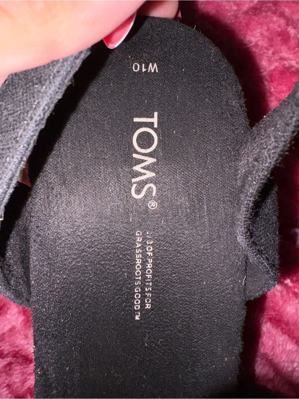 TOMS Black Espadrille Wedge Sandals with Ankle Strap